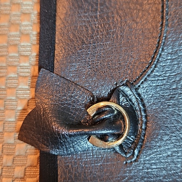 Vintage Vegan Leather Gloves Fleeced Lining Gold Accent Classic - Picture 2 of 5